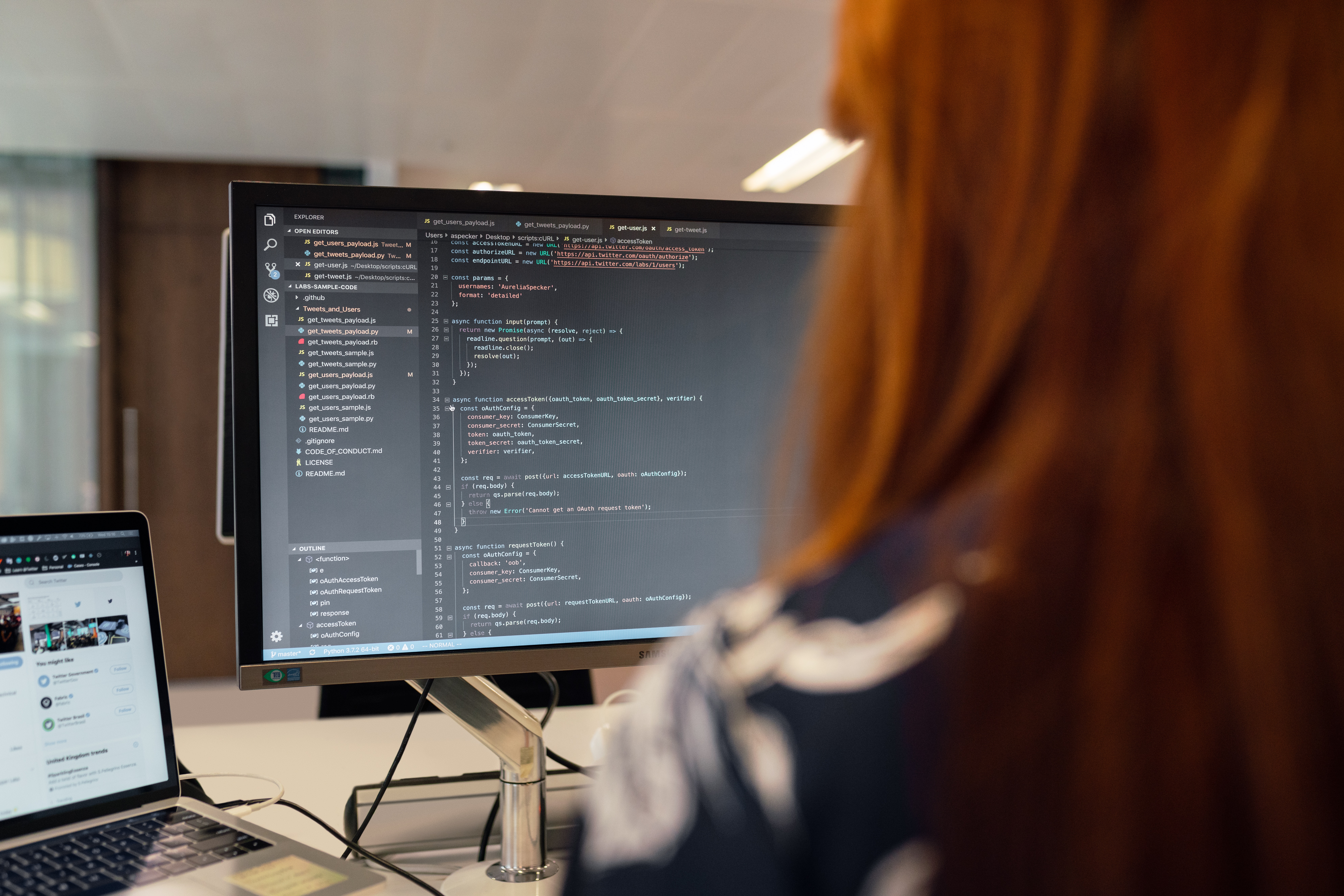 A woman coding